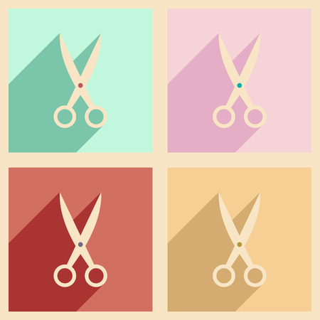Flat with shadow concept and mobile application scissorsのイラスト素材