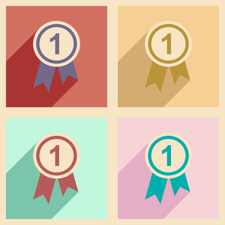 Flat with shadow concept and mobile application medalのイラスト素材