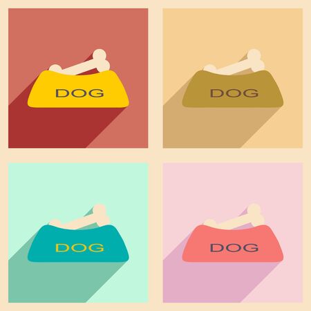 Flat with shadow concept and mobile application dog bowlのイラスト素材