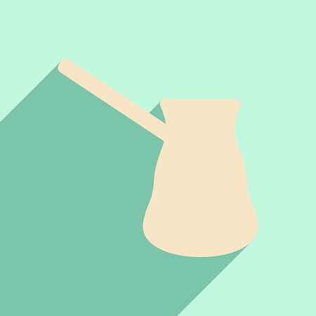 Flat with shadow icon and mobile application coffee Turkのイラスト素材