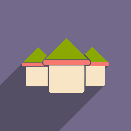 Flat with shadow icon and mobile applacation houseのイラスト素材