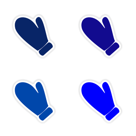 assembly realistic sticker design on paper oven-gloveのイラスト素材