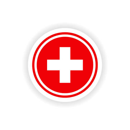 icon sticker realistic design on paper medicine logoのイラスト素材