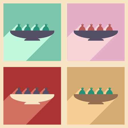 Flat with shadow concept and mobile application meat dumplingsのイラスト素材