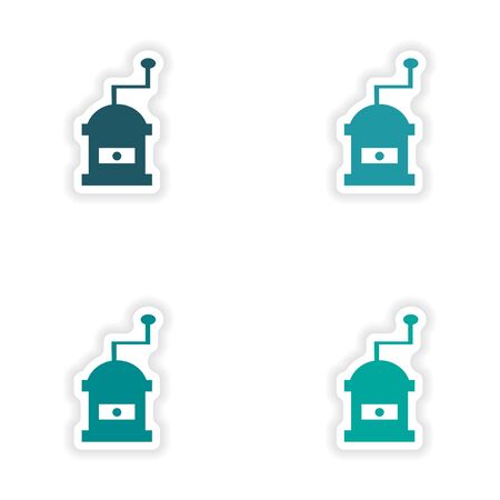 assembly realistic sticker design on paper coffee millのイラスト素材