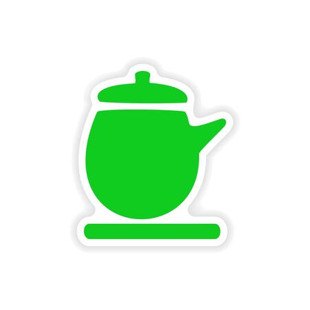 icon sticker realistic design on paper kettleのイラスト素材