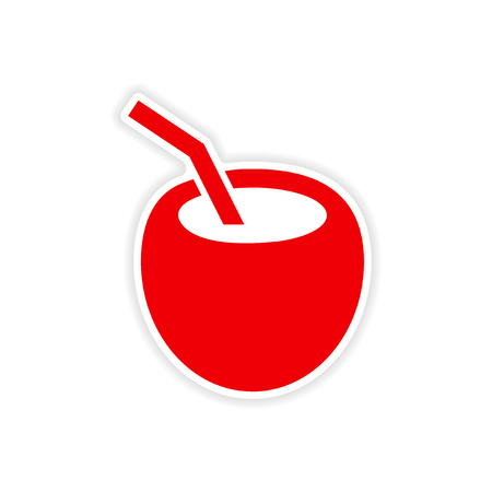 icon sticker realistic design on paper coconut cocktailのイラスト素材