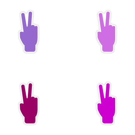 assembly realistic sticker design on paper peace handのイラスト素材