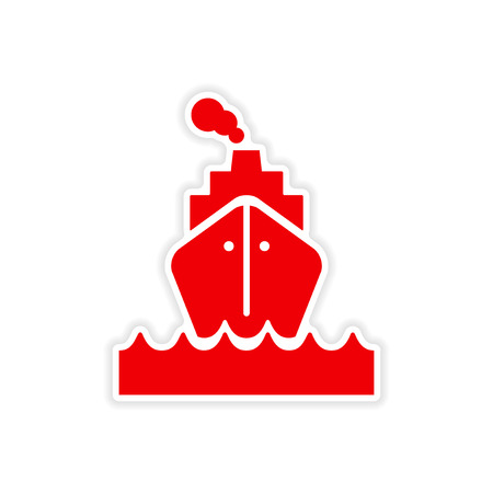 icon sticker realistic design on paper sea shipのイラスト素材