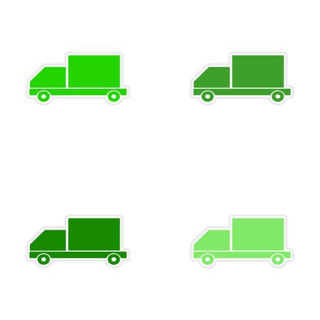 assembly realistic sticker design on paper car cargo deliveryのイラスト素材