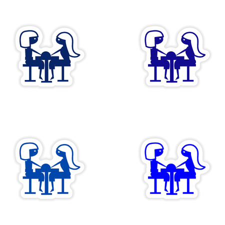 assembly realistic sticker design on paper girlfriend lunchのイラスト素材
