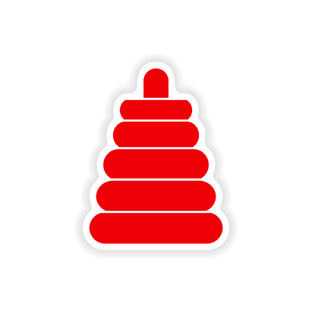 icon sticker realistic design on paper toy pyramidのイラスト素材