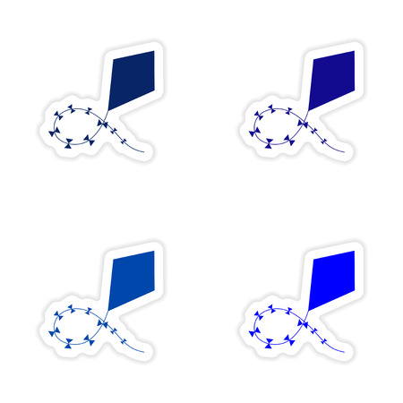 assembly realistic sticker design on paper air kiteのイラスト素材