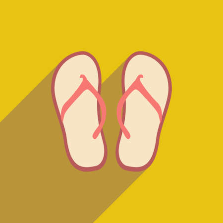 Flat with shadow icon and mobile application beach slippersのイラスト素材