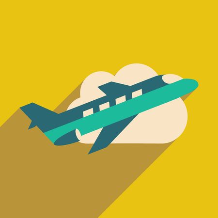 Flat with shadow icon and mobile application planeのイラスト素材