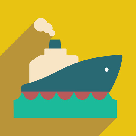 Flat with shadow icon and mobile application boatのイラスト素材