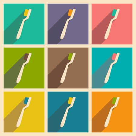 Flat with shadow concept and mobile application toothbrushesのイラスト素材