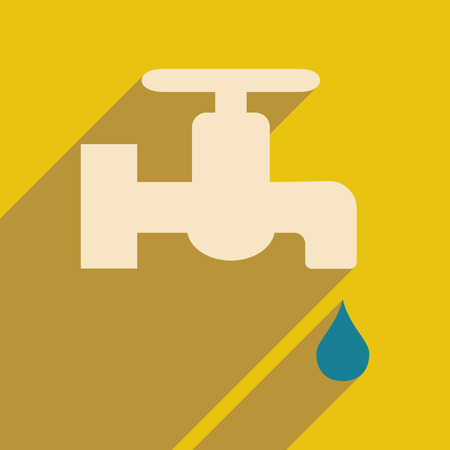 Flat with shadow icon and mobile application kitchen Faucetのイラスト素材