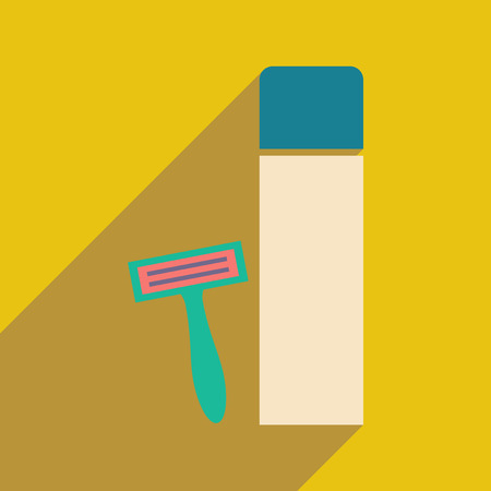 Flat with shadow icon and mobile application shaving kitのイラスト素材