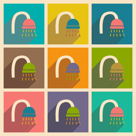 Flat with shadow concept and mobile application showerのイラスト素材