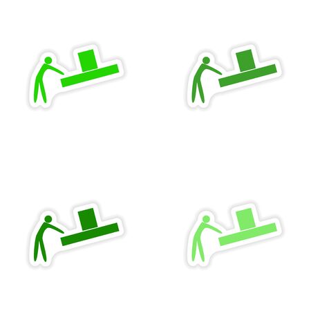 assembly realistic sticker design on paper loader boxのイラスト素材