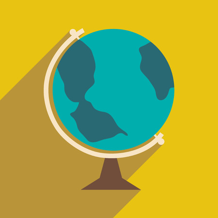 Flat with shadow icon and mobile application globe iconのイラスト素材