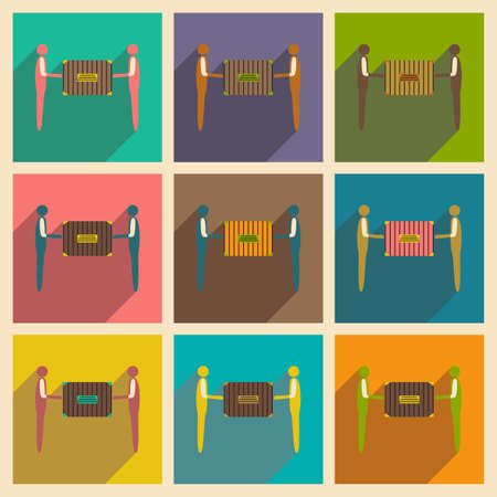 Flat with shadow concept and mobile application movers boxのイラスト素材