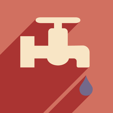 Flat with shadow icon and mobile application kitchen Faucetのイラスト素材