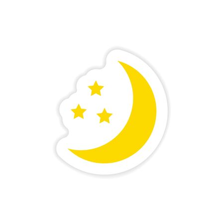 icon sticker realistic design on paper moon Starのイラスト素材