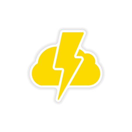 icon sticker realistic design on paper lightning cloudのイラスト素材