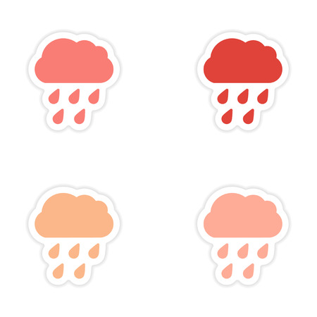 assembly realistic sticker design on paper rain cloudのイラスト素材