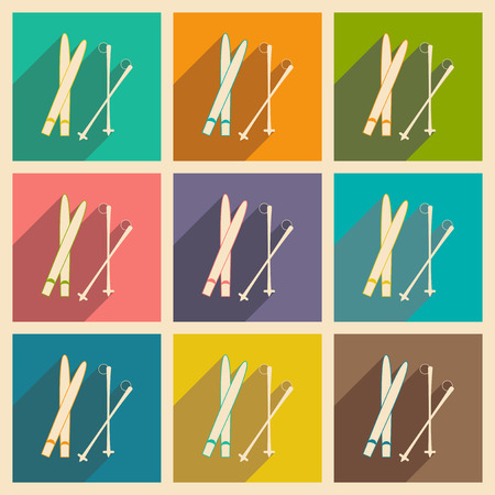 Flat with shadow concept and mobile application skisのイラスト素材