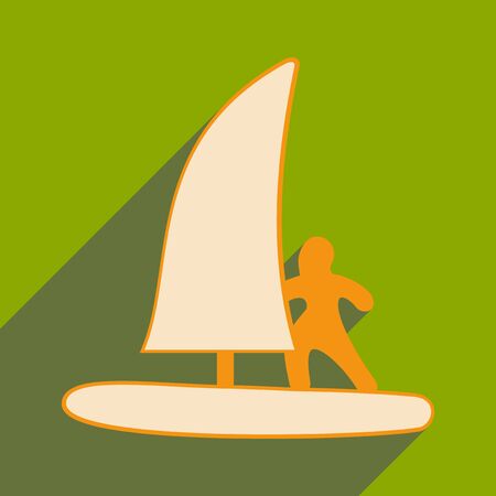 Flat with shadow icon and mobile applacation windsurfingのイラスト素材