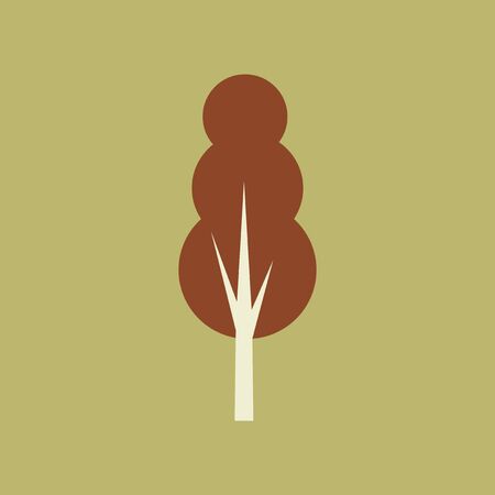 Flat with shadow icon and mobile application tree deciduousのイラスト素材