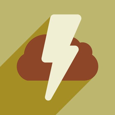 Flat with shadow icon and mobile application lightning cloudのイラスト素材