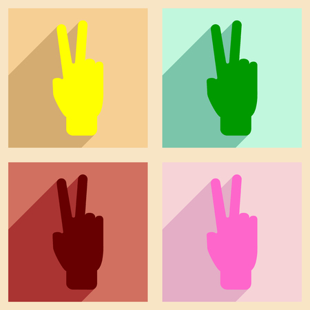 Flat with shadow concept and mobile application peace handのイラスト素材