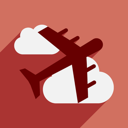 Flat with shadow icon and mobile application airplaneのイラスト素材
