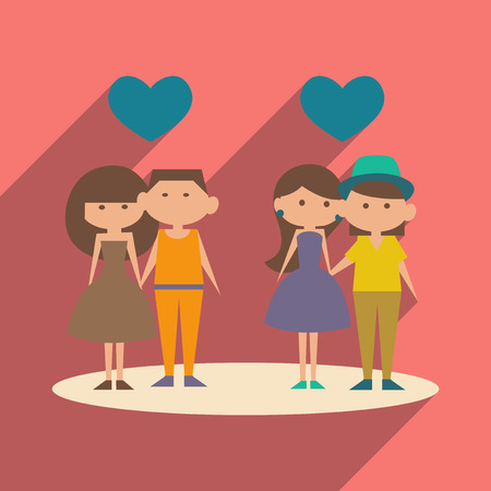 Flat with shadow icon and mobile application romantic dateのイラスト素材