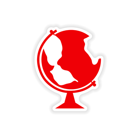 icon sticker realistic design on paper globeのイラスト素材