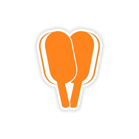 icon sticker realistic design on paper ice cream popsicleのイラスト素材