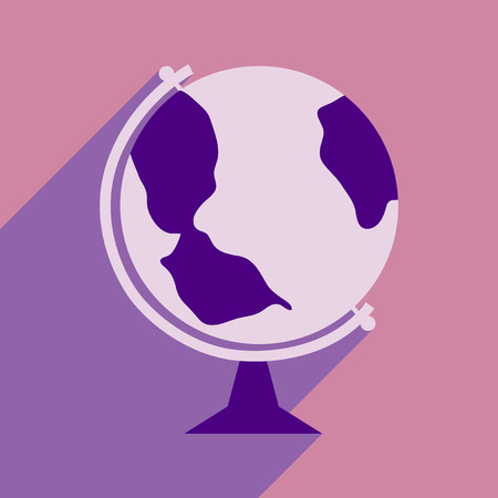 Flat with shadow icon and mobile application globe iconのイラスト素材