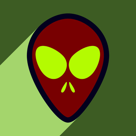 Flat with shadow icon alien on a bright backgroundのイラスト素材
