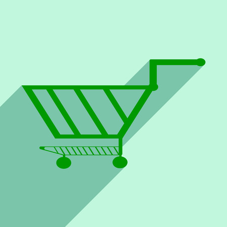 Flat with shadow icon and mobile application trolleyのイラスト素材
