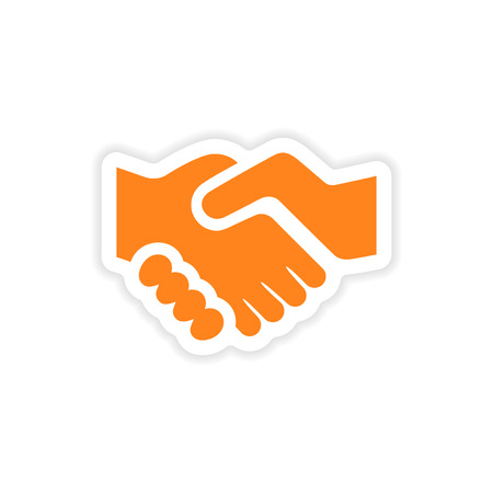 icon sticker realistic design on paper handshakeのイラスト素材