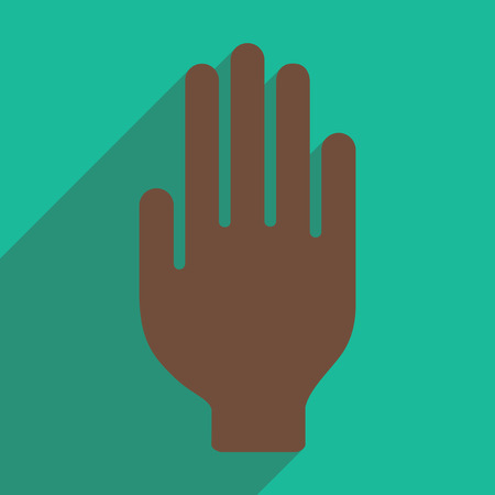 Flat with shadow icon and mobile application handのイラスト素材