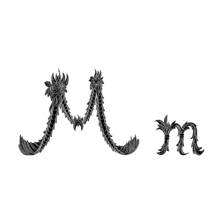 Abstract letter M icon black and white designのイラスト素材