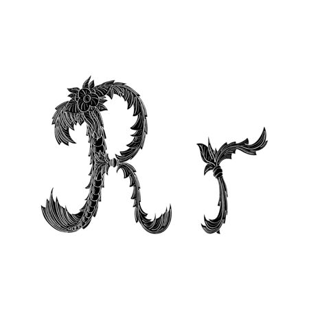 Abstract letter R   icon black and white designのイラスト素材