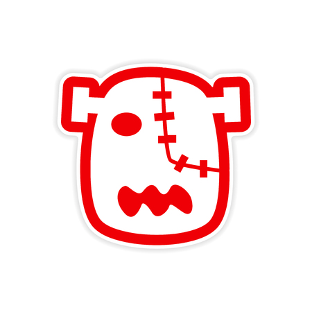 Sticker Zombie head on a white backgroundのイラスト素材
