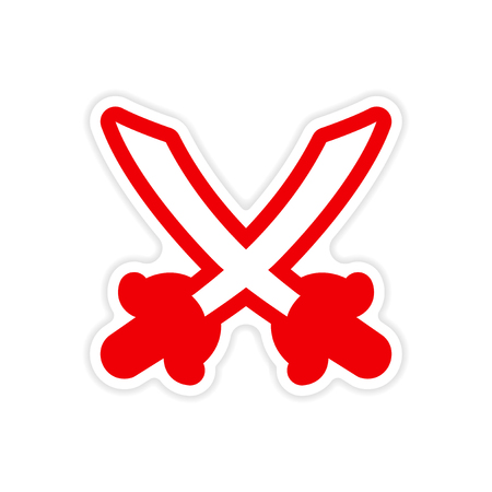 sticker Bright crossed swords on a white backgroundのイラスト素材