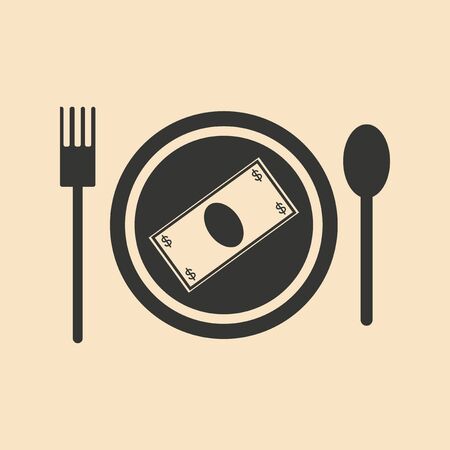 Flat black and white Banknotes in plateのイラスト素材